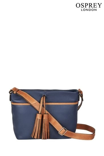 OSPREY LONDON The Savanna Leather Cross-Body Bag Navy 8 OSPREY LONDON The Savanna Leather Cross-Body Bag Navy - Image 8