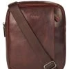 OSPREY LONDON Chestnut Brown Saddle Leather Carter Small Messenger Bag