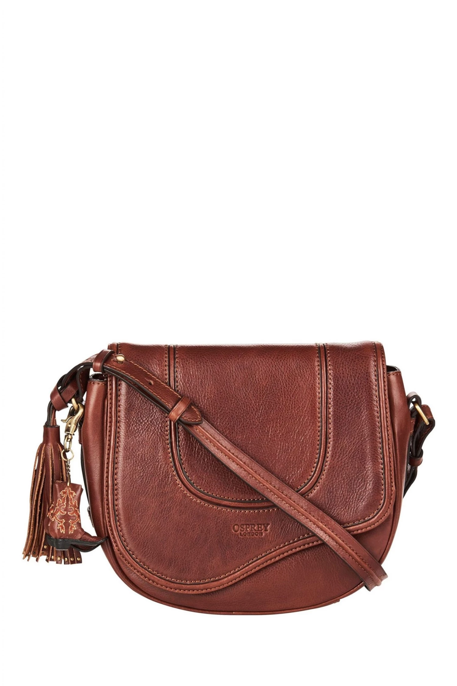 OSPREY LONDON Brown Cognac Saddle Leather Rodeo Satchel Bag 1 OSPREY LONDON Brown Cognac Saddle Leather Rodeo Satchel Bag