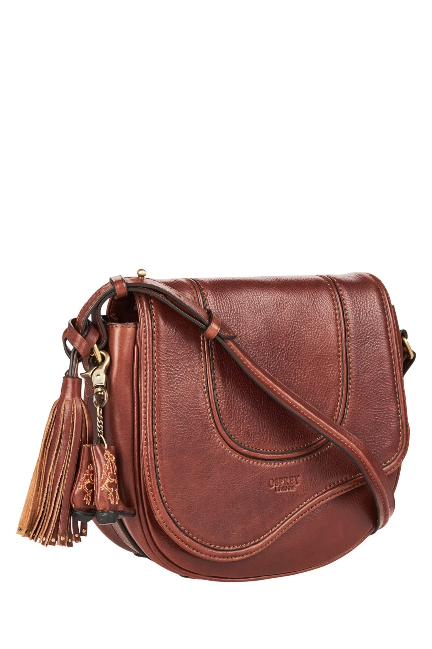 OSPREY LONDON Brown Cognac Saddle Leather Rodeo Satchel Bag 3 OSPREY LONDON Brown Cognac Saddle Leather Rodeo Satchel Bag - Image 3