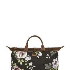 OSPREY LONDON The Hunter Black Rose Canvas And Leather Weekend Holdall