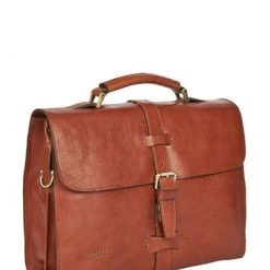 OSPREY LONDON Tan Brown The Knighton Italian Leather Briefcase -OSPREY LONDON Sales unnamed file 659