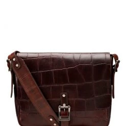 OSPREY LONDON Cognac Leather Brixton Croc Satchel Bag -OSPREY LONDON Sales unnamed file 668