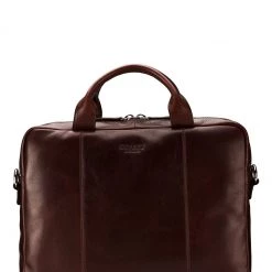 OSPREY LONDON Chocolate Brown Saddle Leather Faringdon Laptop Bag