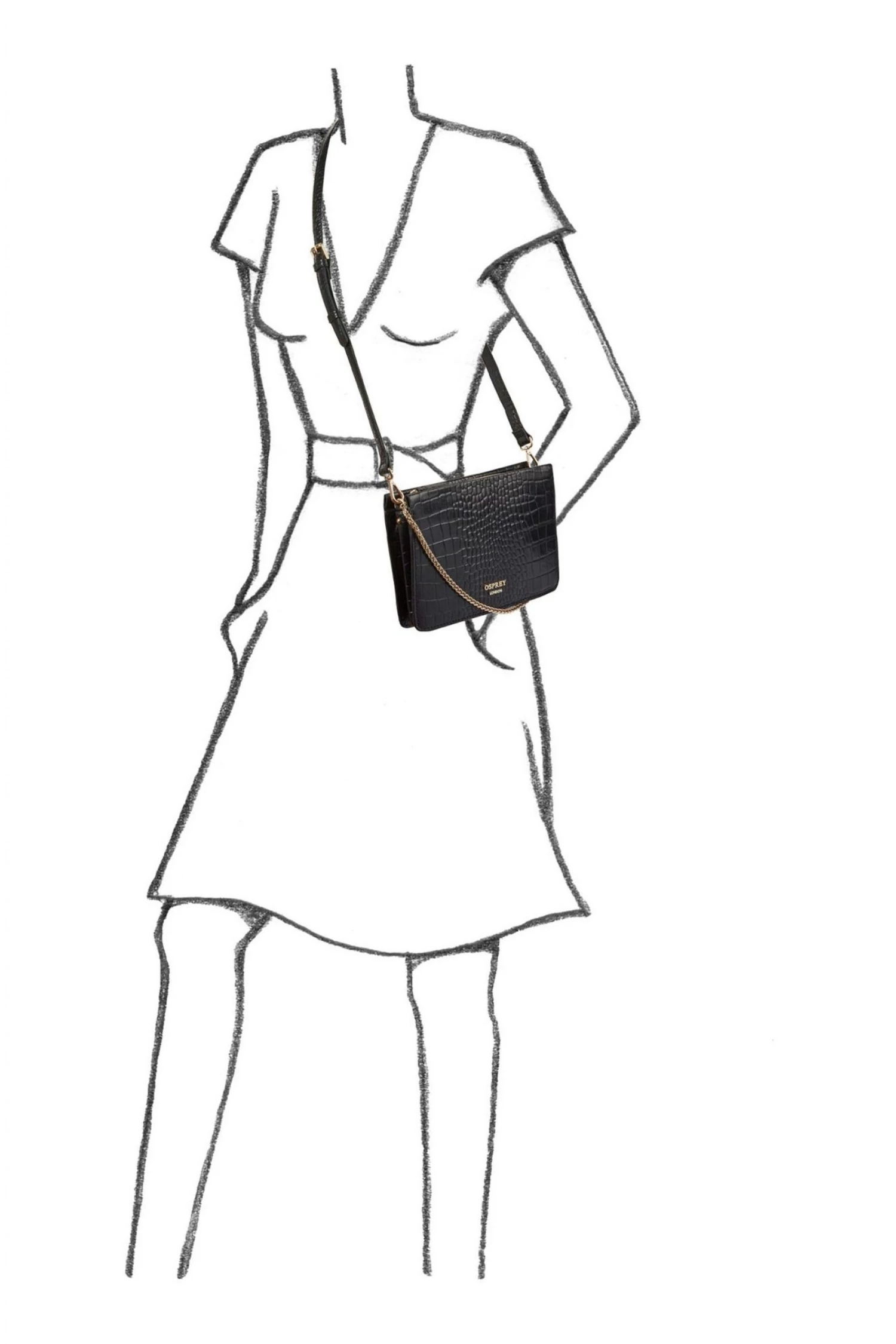 OSPREY LONDON Black The Grosvenor Leather Convertible Cross-Body Bag 4 OSPREY LONDON Black The Grosvenor Leather Convertible Cross-Body Bag - Image 4