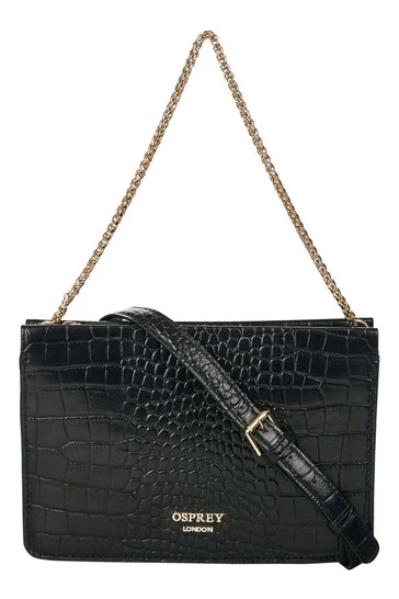 OSPREY LONDON Black The Grosvenor Leather Convertible Cross-Body Bag 5 OSPREY LONDON Black The Grosvenor Leather Convertible Cross-Body Bag - Image 5