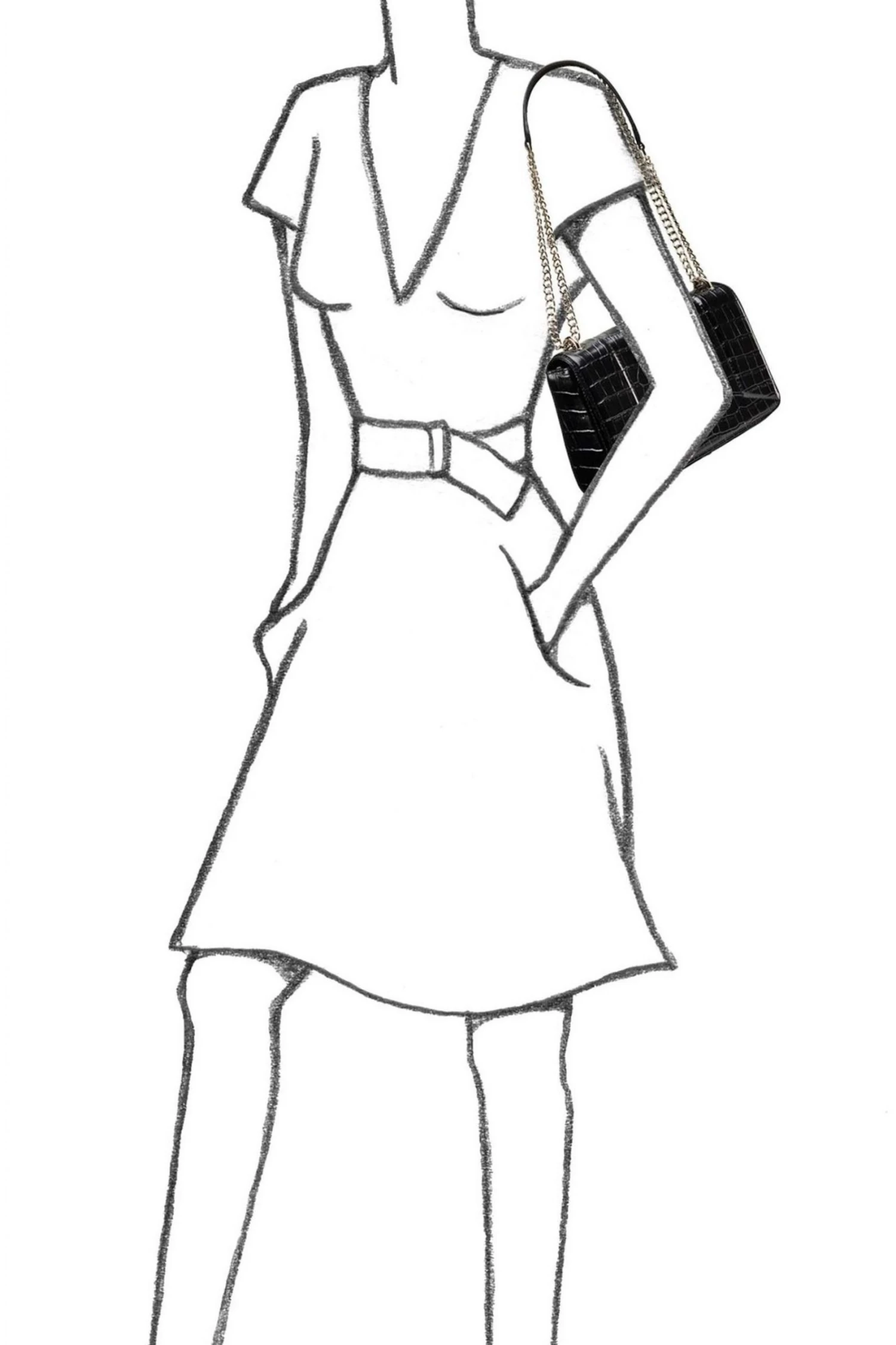 OSPREY LONDON Black Leather Eloise Croc Cross-Body Bag 3 OSPREY LONDON Black Leather Eloise Croc Cross-Body Bag - Image 3