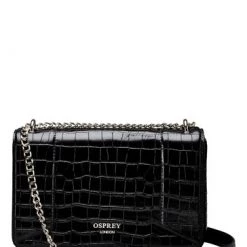 OSPREY LONDON Black Leather Eloise Croc Cross-Body Bag 9 OSPREY LONDON Black Leather Eloise Croc Cross-Body Bag -OSPREY LONDON Sales unnamed file 686