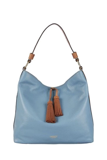 OSPREY LONDON Grainy Hide Leather Savanna Hobo Bag Teal Blue 9 OSPREY LONDON Grainy Hide Leather Savanna Hobo Bag Teal Blue - Image 9