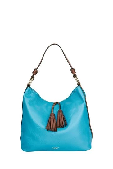 OSPREY LONDON Grainy Hide Leather Savanna Hobo Bag Teal Blue 10 OSPREY LONDON Grainy Hide Leather Savanna Hobo Bag Teal Blue - Image 10
