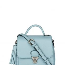 OSPREY LONDON Mini Phoebe Leather Grab Bag Sky Blue