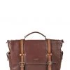 OSPREY LONDON Kennedy Cognac Brown Glazed Calf Leather Briefcase