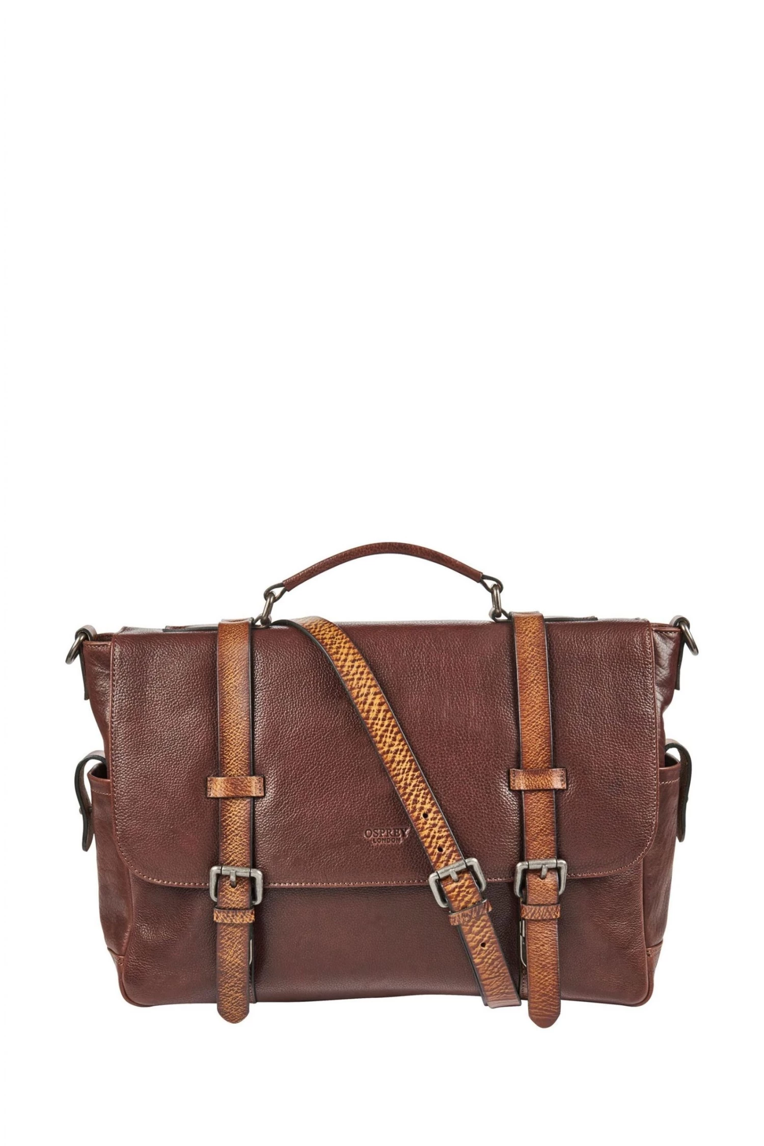 OSPREY LONDON Kennedy Cognac Brown Glazed Calf Leather Briefcase 3 OSPREY LONDON Kennedy Cognac Brown Glazed Calf Leather Briefcase - Image 3