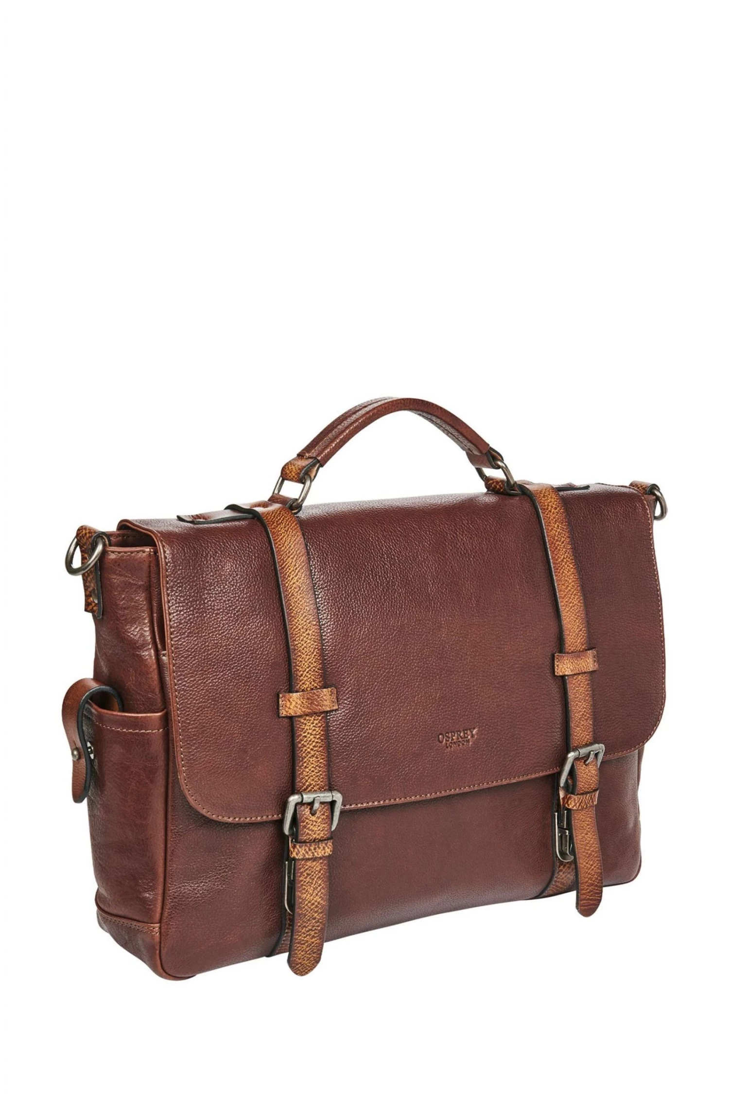 OSPREY LONDON Kennedy Cognac Brown Glazed Calf Leather Briefcase 4 OSPREY LONDON Kennedy Cognac Brown Glazed Calf Leather Briefcase - Image 4