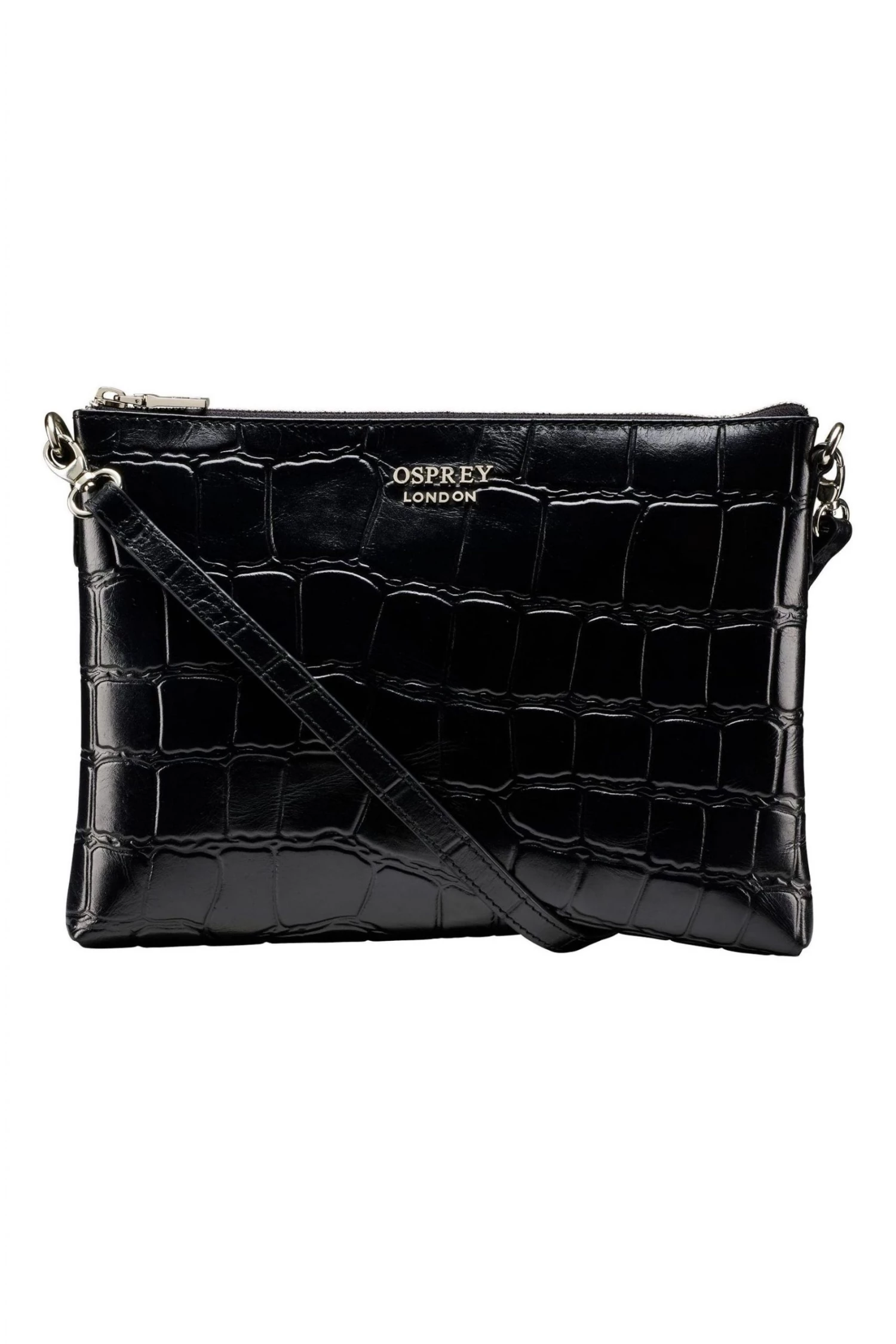 OSPREY LONDON Black Leather Lara Big Croc Clutch Bag 3 OSPREY LONDON Black Leather Lara Big Croc Clutch Bag - Image 3
