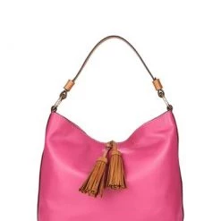 OSPREY LONDON Grainy Hide Leather Savanna Hobo Bag Fuchsia Pink -OSPREY LONDON Sales unnamed file 771