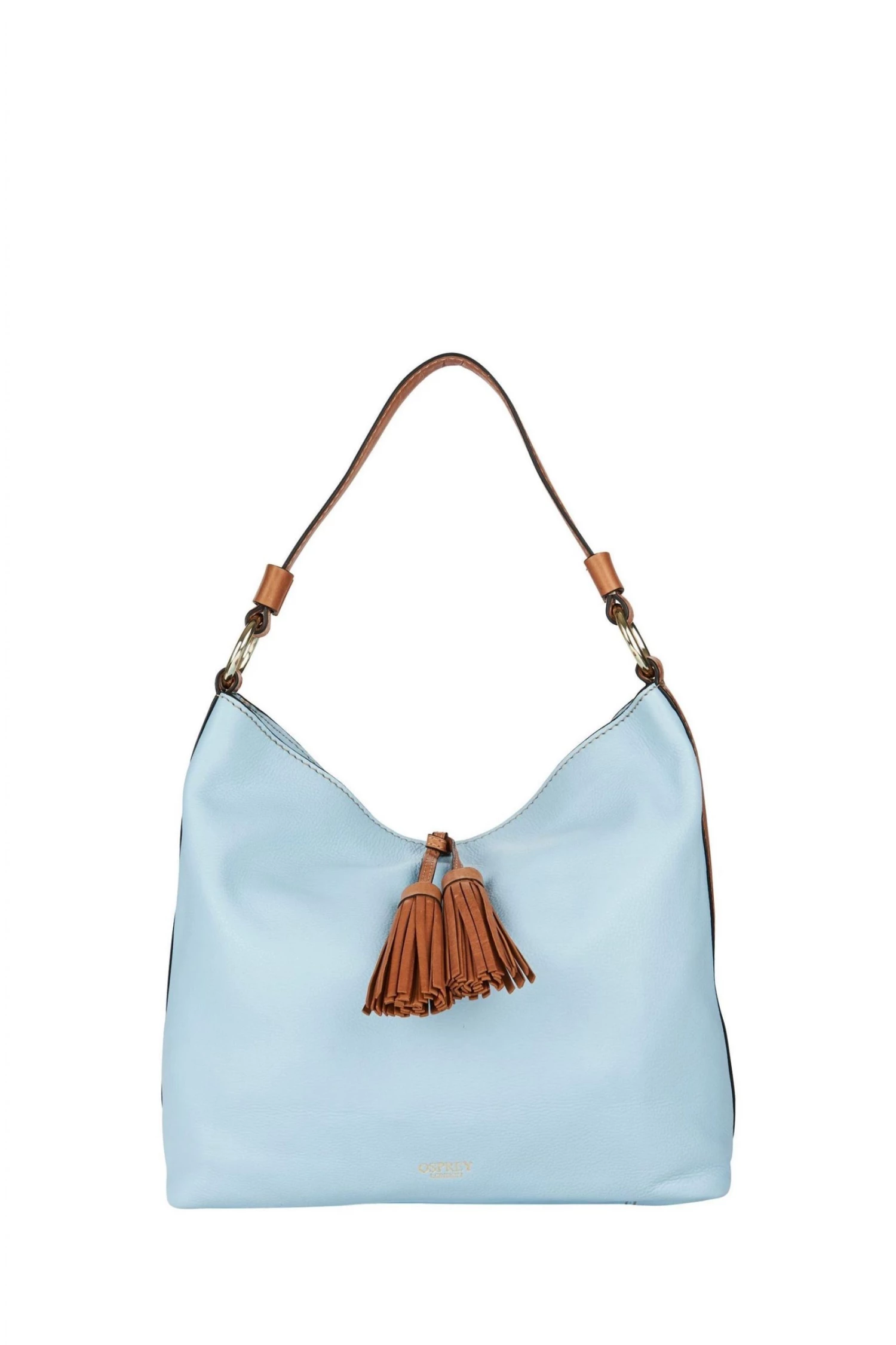 OSPREY LONDON Grainy Hide Leather Savanna Hobo Bag Silver 1 OSPREY LONDON Grainy Hide Leather Savanna Hobo Bag Silver