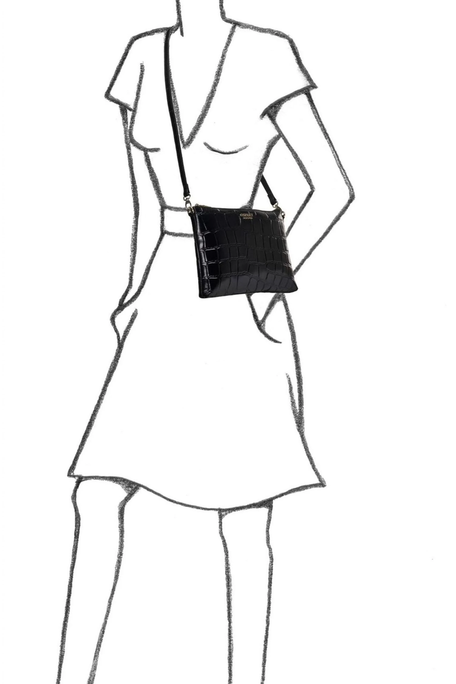 OSPREY LONDON Black Leather Lara Big Croc Clutch Bag 5 OSPREY LONDON Black Leather Lara Big Croc Clutch Bag - Image 5