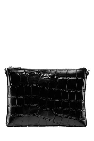 OSPREY LONDON Black Leather Lara Big Croc Clutch Bag 6 OSPREY LONDON Black Leather Lara Big Croc Clutch Bag - Image 6