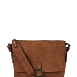 OSPREY LONDON Clayton Snuffed Grain Leather Messenger Bag Black