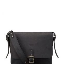 OSPREY LONDON Clayton Snuffed Grain Leather Messenger Bag Black -OSPREY LONDON Sales unnamed file 931
