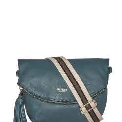 OSPREY LONDON Milano Smooth Calf Leather Blue Crossbody Bag